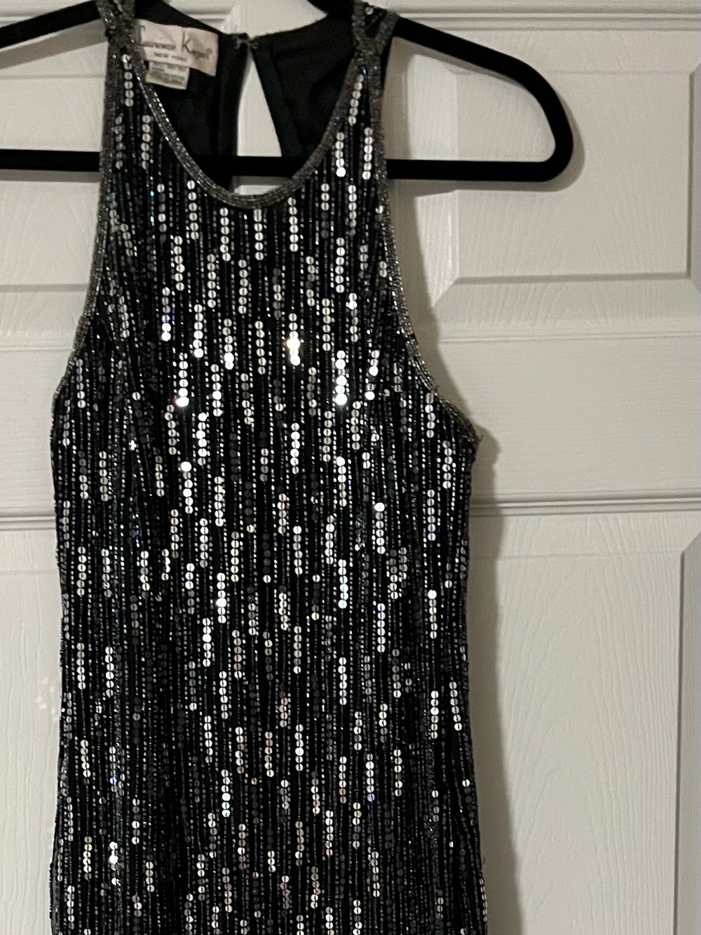 Gorgeous Laurence Kazar Black Sequin Backless Racer Dress size small